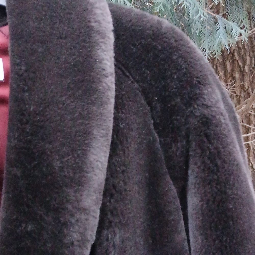 Donnybrook Faux Black/Brown Mink Coat Single Button Lined sz XS.  Mob Wife - Picture 6 of 16